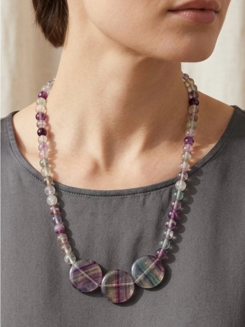 Genuine Banded Fluorite Gemstone Necklace